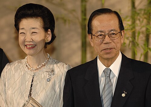 福田康夫さんと妻の貴代子さん（2008年、洞爺湖サミット）