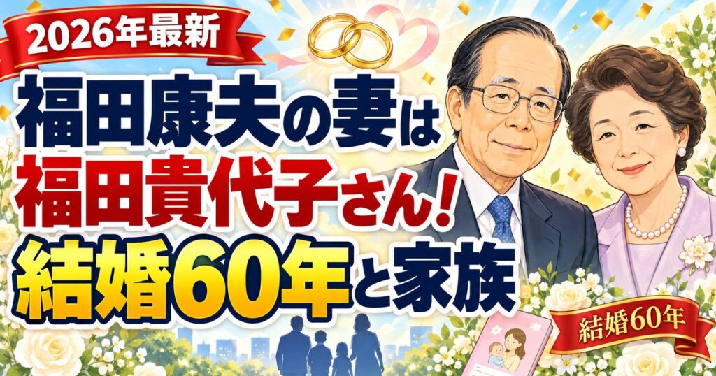 福田康夫の妻は福田貴代子さん！結婚60年と家族