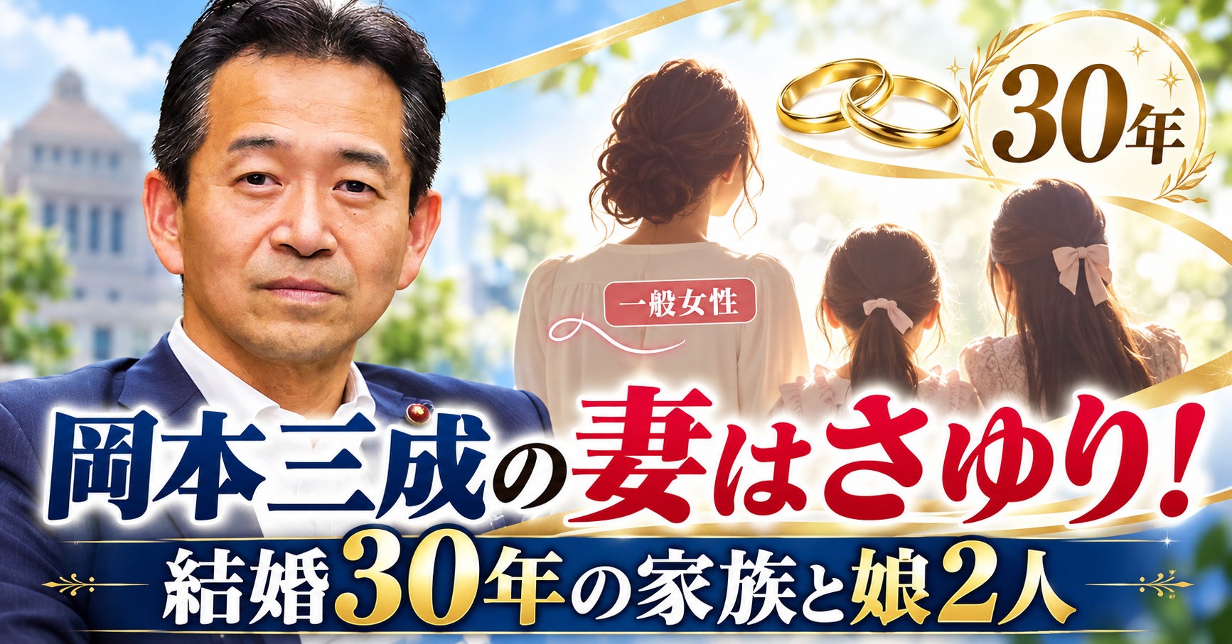 岡本三成の妻はさゆり！結婚30年の家族と娘2人！
