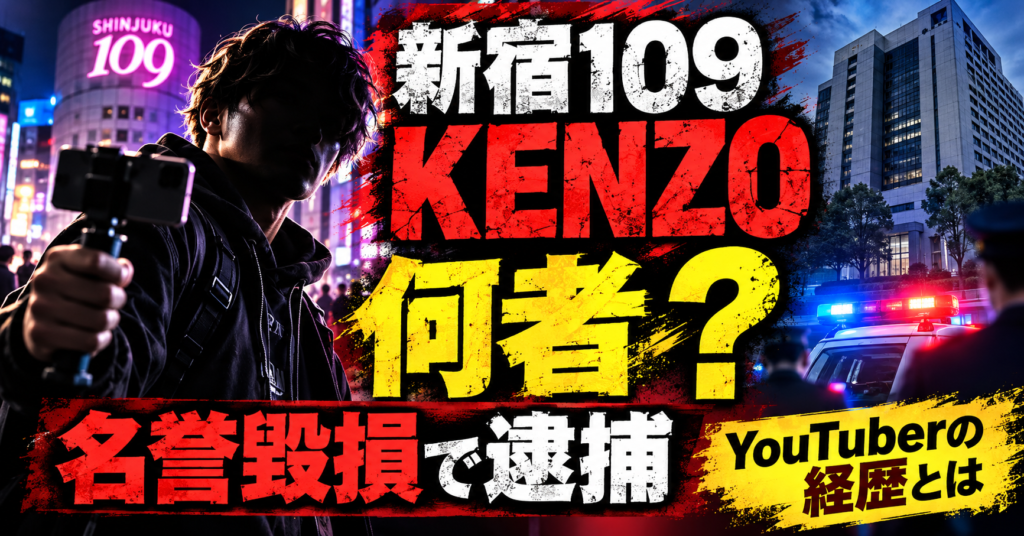 新宿109のKENZOは何者？名誉毀損で逮捕のYouTuberの経歴とは？